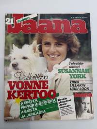 Jaana 1983 nr 21, Valloittava Yvonne Rosenlew kertoo, Susannah York, Tiina Lillakin uusi look, Eila Hiltusen korusarja