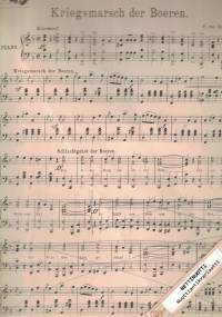 Kriegs-Marsch der Booren mit der vollständigen Booren-Hymne (mit Text) für Pianoforte.
