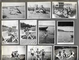 Ravintola- ja rantaelämää 1930 - luku valokuva 20 kpl albumin sivulla