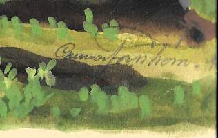 Gunnar Forsström "Metsän sisus" 1944 .akvarelli 24x31 cm kehystämätön