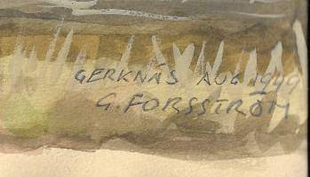Gunnar Forsström "Gerknäs Aug 1949" akvarelli     24x31 cm kehystämätön