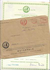Metsäpalo Metsänomistajain Keskinäinen Vakuutusyhtiö   metsävakuutuskirja    Kauhajoki 1959  vakuutuskirja