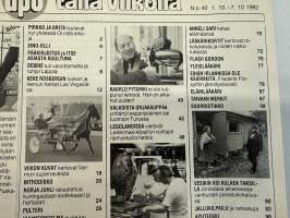 Apu 1982 nr 40, Keke Rosberg F1 maailmanmestari, Brita Koivuinen ja Pirkko Mannola, myrsky Lapissa