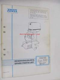 Volvo Penta Utombordsmotor / Outboard motor, typ 300, 40/45 hp 1967-74, 499 cc, 3-cyl. Reservdelslista / Spare parts list -varaosaluettelo