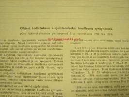 Todistus kuolleena syntyneestä -Lääkintöhallitus Y3-lomake 1955
