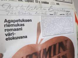 Aatamin puvussa ja vähän Eevankin, pääosissa Heikki Kinnunen, Juha HyppönenTuire Salenius, ohjaus Matti Kassila -elokuvajuliste, kiertueversio (Matti Piuhola)