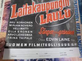 Laitakaupungin laulu, pääosissa Ansa Ikonen, Tauno Palo, Aku Korhonen, Mirjam Novero -elokuvajuliste, kiertueversio (N. Kulosen elokuvakiertue)