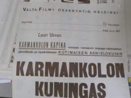 Karmankolon kuningas, Hanna Taini, Urho Somersalo, Toivo Palomurto (myös ohjaus), Aapo Similä, Ari Vankia -elokuvajuliste, kiertueversio (Valta-Filmi elokuvakiertue)