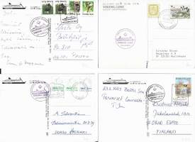 laivaleimalla varustettuja Amorella, Diana, Isabella ja Olympia - postikortti laivapostikortti kulkenut   - laivaleima