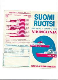 Vikinglinja Suomi -  Ruotsi 1968  laiva-aikataulu   - aikataulu