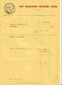 Tropic Wood Oy Ltd Turku 1958  -  firmalomake