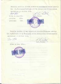 Lupa esittää elokuvia Maaninka Kurolanlahden NS-talo 1955 / Elokuvakiertue Pettersson&amp;Pihlström. Maaningan piirin nimismies L Kr Patala  veromerkit