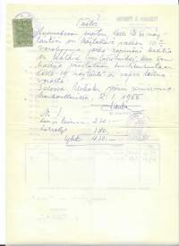 Lupa esittää elokuvia "Säkkijärven polkka"  Mäenalan Pienviljelysyhd  1958 / Elokuvakiertue Pettersson&amp;Pihlström  Uskelan piirin nimismies veromerkit