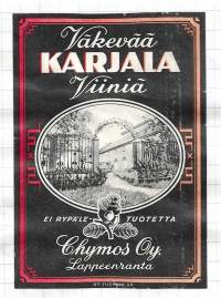 Väkevää Karjala ViiniäAlko  viinaetiketti