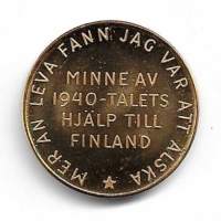 Minne av 1940-talets hjälp till Finland   mitali  taidemitali Wäinö Aaltonen