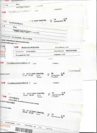 VR i- valtionrautatiet  junalippu 2003-2008 yht 10 kpl erä
