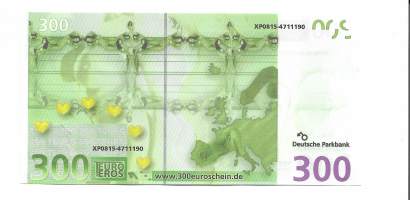 300 Euro  fantasiaraha eros-seteli  feikkiseteli, leikkiraha