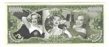 1 000 000 dollarin "Federal Note" -seteli Marilyn Monroe fantasiaraha   feikkiseteli, leikkiraha