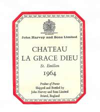 Château La Grace Dieu -punaviini 1964 (Saint-Émilion, Bordeaux), j viinaetiketti
