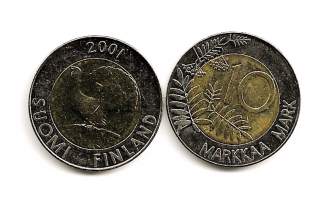 10 markkaa  2001 / Suomen viimeinen 10 markan kolikko