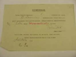 Turun Suojeluskunta Komennus vahtipalvelukseen -ilmoituskirje 30.101925