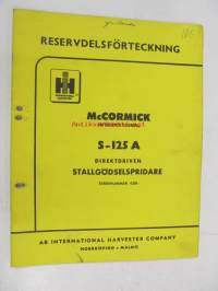 McCormick International S-125 A Direktdriven stallgödselspridare reservdelsförteckning -lannanlevitin varaosaluettelo