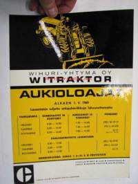 Wihuri-Yhtymä Oy Witraktor / Caterpillar Aukioloajat alkaen 1.4.1969 -kartonkipainate