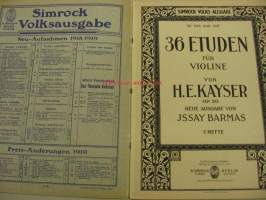 Kayser-Barmas violin-etyden op. 20 heft III -nuotit