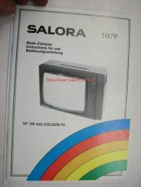 Salora 1H7F 16&#039;&#039; (42 cm) Colour-TV Instructions for use, Mode démploi, Bedienungsanleitung -käyttöohjekirja ja sähkökaavio + takuukortti englanti, ransak, saksa