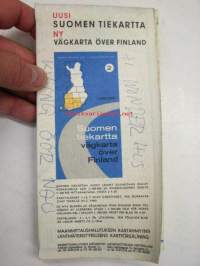 Suomi Finland 1966 maanteiden yleiskartta - översiktskarta över landsvägarna, Maanmittaushallitus 1966