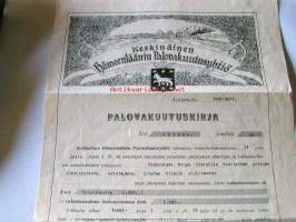 Palovakuutuskirja  joulukuu 22 p:nä 1932