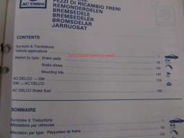 AC Delco Brake Parts / Jarruosat -luettelo