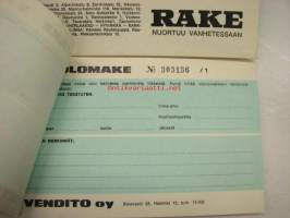 Vendito ostolomakkeita, sisältää Helsingin ostopaikkaluettelon, käyttöohjeet