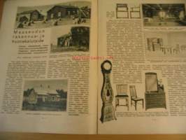Oma Koti 1933 nr 1 (kansi Martta Wendelin, aihe mummo kutoo sukkaa, vauva nukkuu kehdossa)