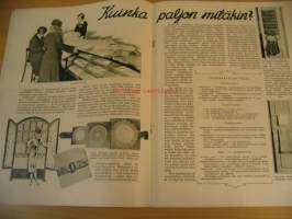 Oma Koti 1933 nr 1 (kansi Martta Wendelin, aihe mummo kutoo sukkaa, vauva nukkuu kehdossa)