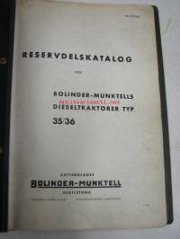 Bolinder-Munktell Dieseltraktor typ 35/36 Reservdelskatalog -varaosaluettelo