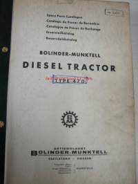 Bolinder-Munktell Dieseltraktor typ 470 Reservdelskatalog, Spare parts catalogue -varaosaluettelo