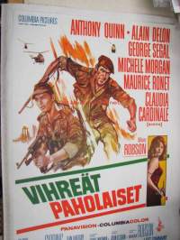 Vihreät paholaiset - De gröna djävlarna (&quot;Lost Command&quot;) -elokuvajuliste, pääosissa Anthony Quinn, alain Delon, George Segal, Michele Morgan, Maurice Ronet,