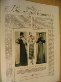 Oma Koti 1933 nr 3 Kansi Martta Wendelin, aihe : nainen kuorii perunoita