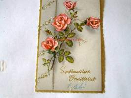 postokortti   sydämelliset onnittelut 21.11  ruusut