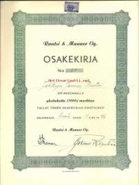 Rautsi &amp; Manner Oy, Hki  1000 mk -osakekirja, Hki 18.6.-46