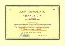 Auran Auto Oy,  10  mk  osakekirja,  Turku  195X
