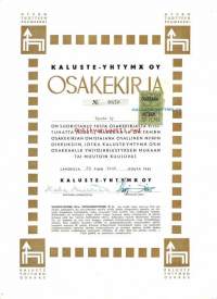Kalusteyhtymä Oy ,  5000 mk  osakekirja,  Lahti 20.6.1961