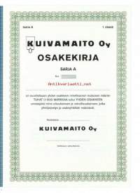 Kuivamaito Oy, sarja A 1000 mk  osakekirja,  Nastola