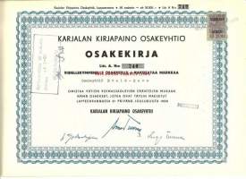 Karjalan Kirjapaino Oy, 50x 200 mk  osakekirja,  Lappeenranta 31.12.1958