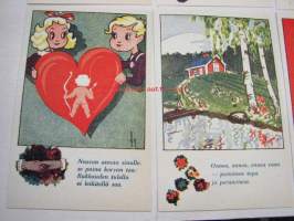 Hauska korttisarja, 10 kpl postikortit 1940-luvulta (korttitaiteilija Harry Nieminen)