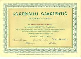 Sokerisilli Oy, 10 000  mk  osakekirja,  Rymättylä 4.6.1951