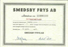 Smedsby Frys Ab,  50  mk  osakekirja,  Smedsby 12.4.1978