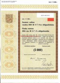 Suomen valtion vuoden 1984  III  11,75  %:n obligaatiolaina      Litt C  5 000 mk, Helsinki   2.5.1984 - obligaatio