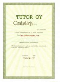 Tutor Oy    ,  1 mk  osakekirja, Helsinki